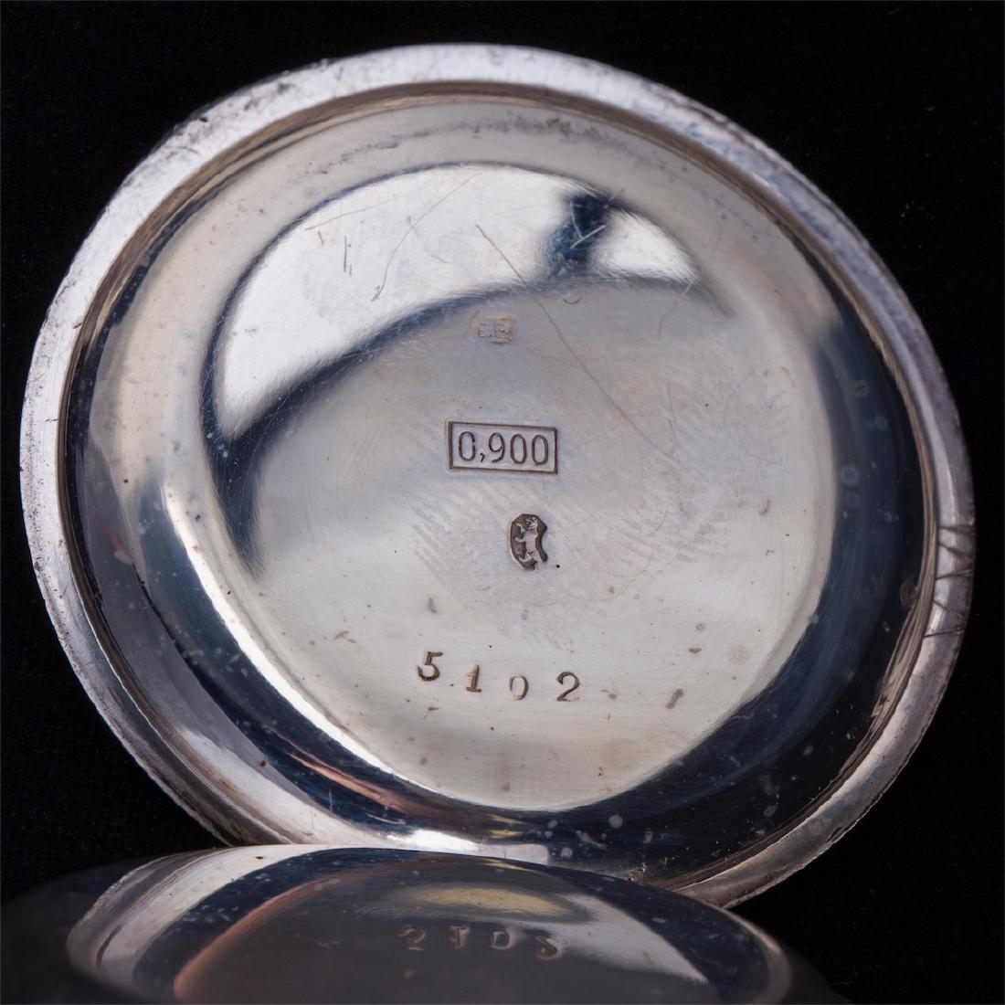 Open face silver pocket watch — image 5