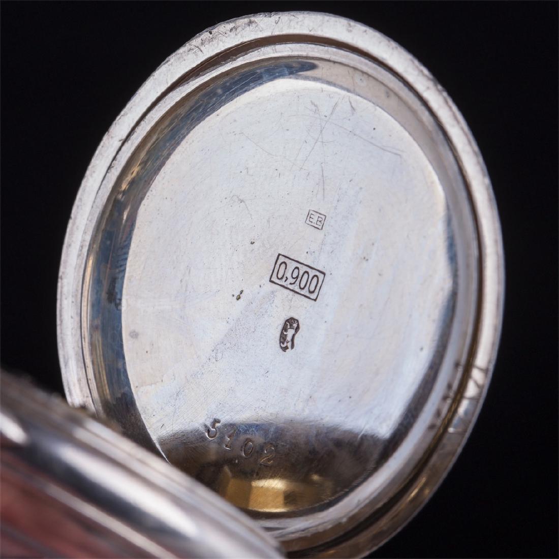 Open face silver pocket watch — image 6