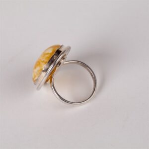 Silver ring with amber. — image 2