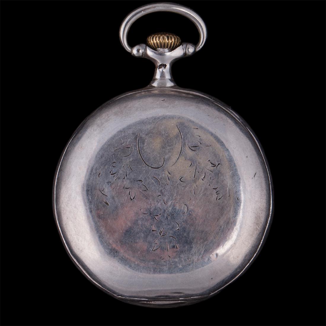 "Omega" silver open face pocket watch — image 2