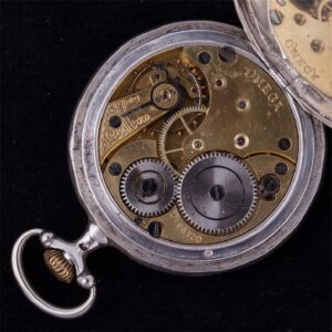 "Omega" silver open face pocket watch — image 3
