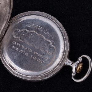 "Omega" silver open face pocket watch — image 4