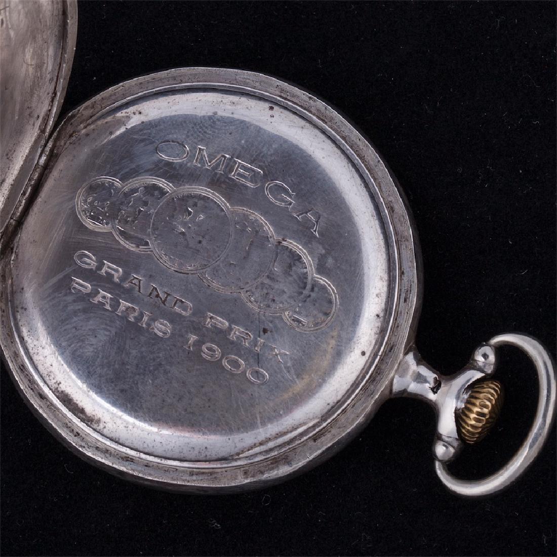 "Omega" silver open face pocket watch — image 4