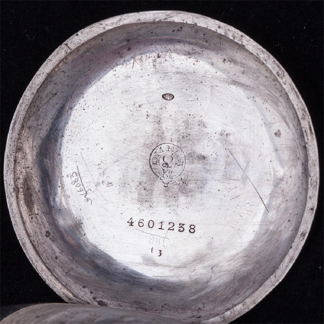 "Omega" silver open face pocket watch — image 5