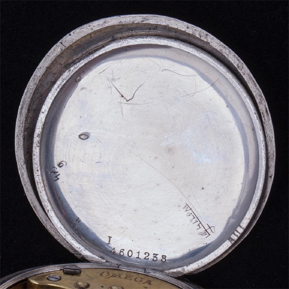 "Omega" silver open face pocket watch — image 6