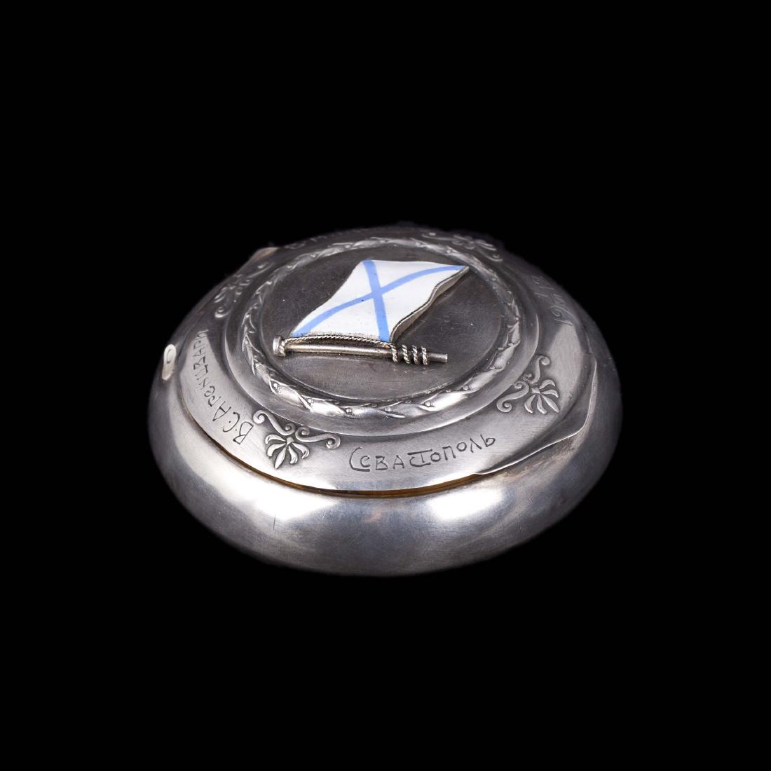 Russian silver snuff box with St Andrew flag — image 1