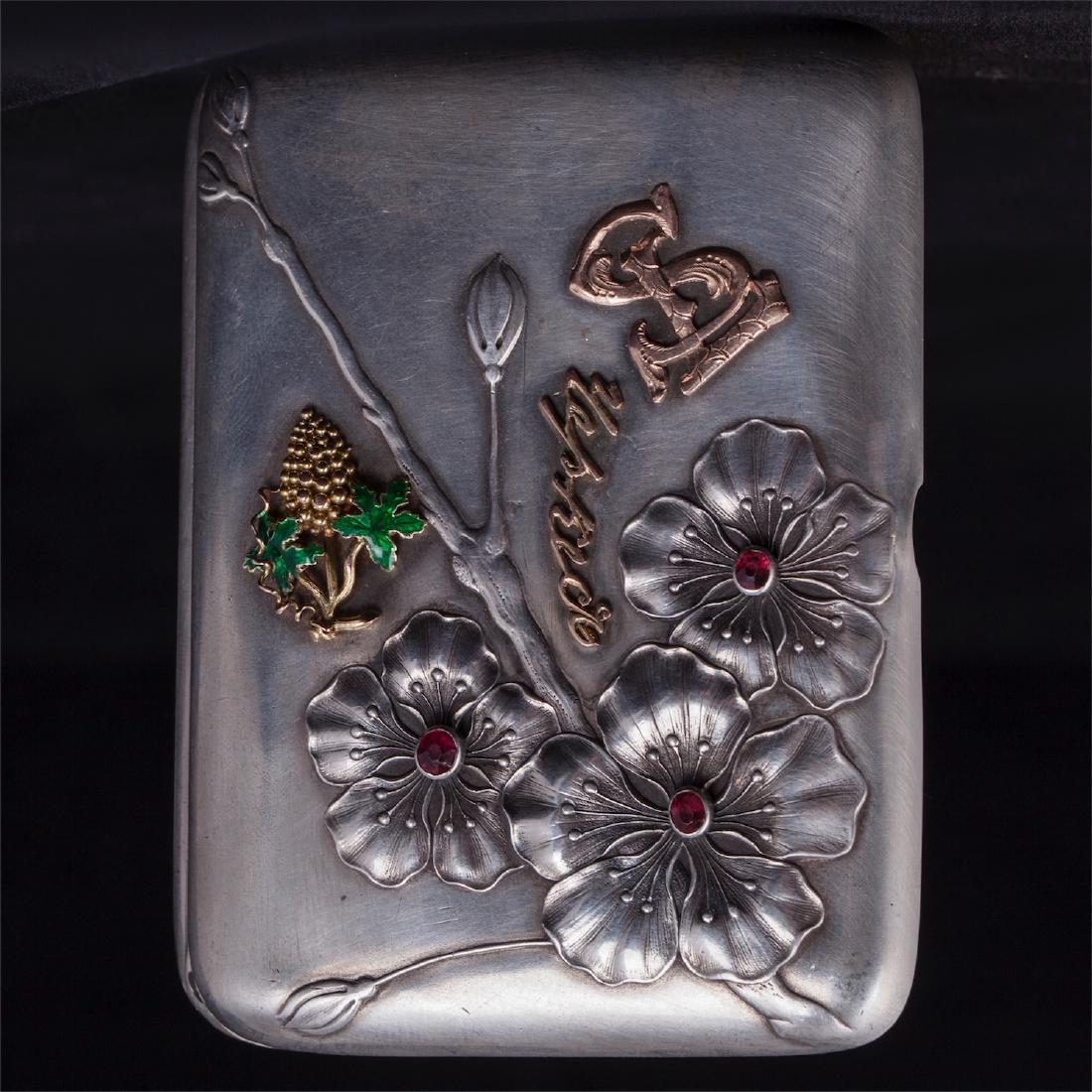 Elegant Faberge silver cigarette case — image 4