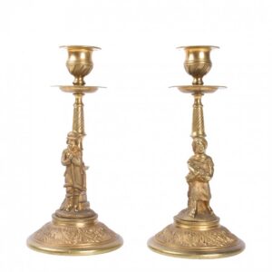 Pair of Russian bronze candlesticks — image 1