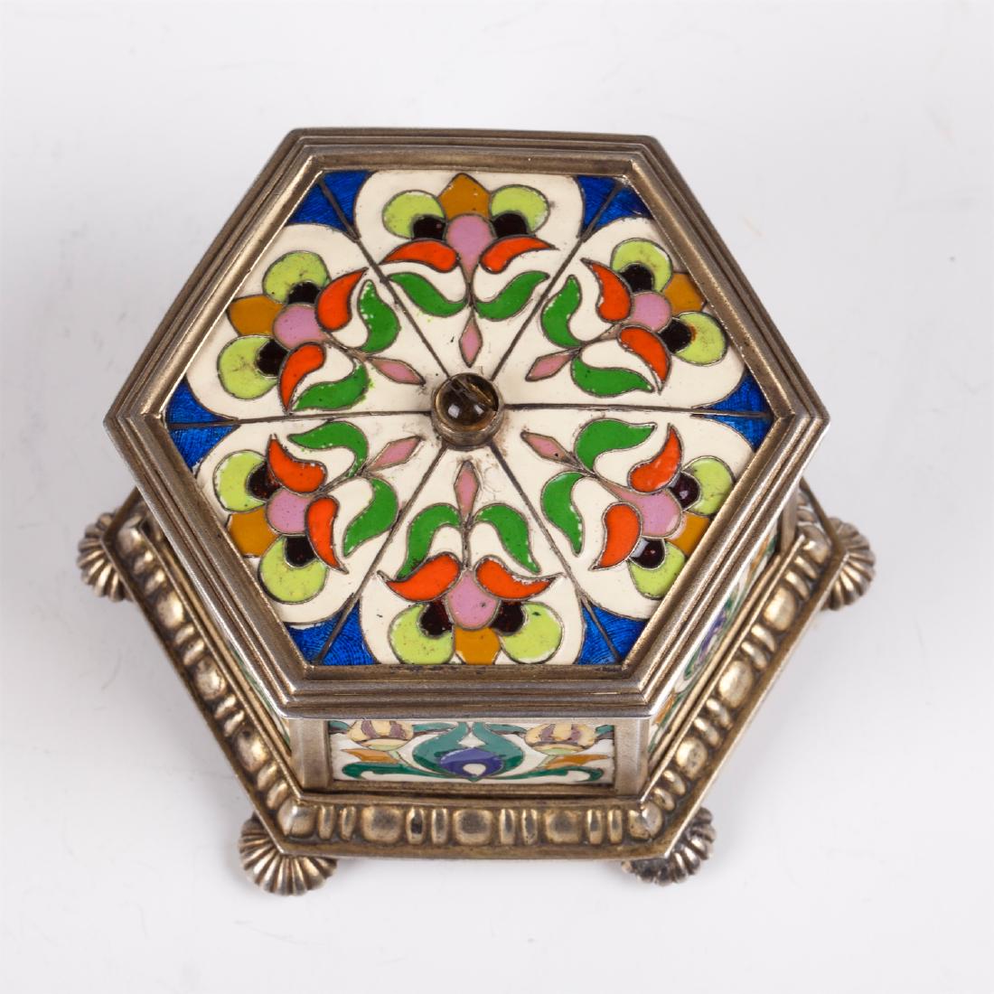 Russian cast silver and cloisonne enamel casket — image 2