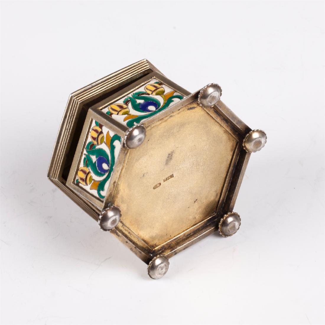 Russian cast silver and cloisonne enamel casket — image 4