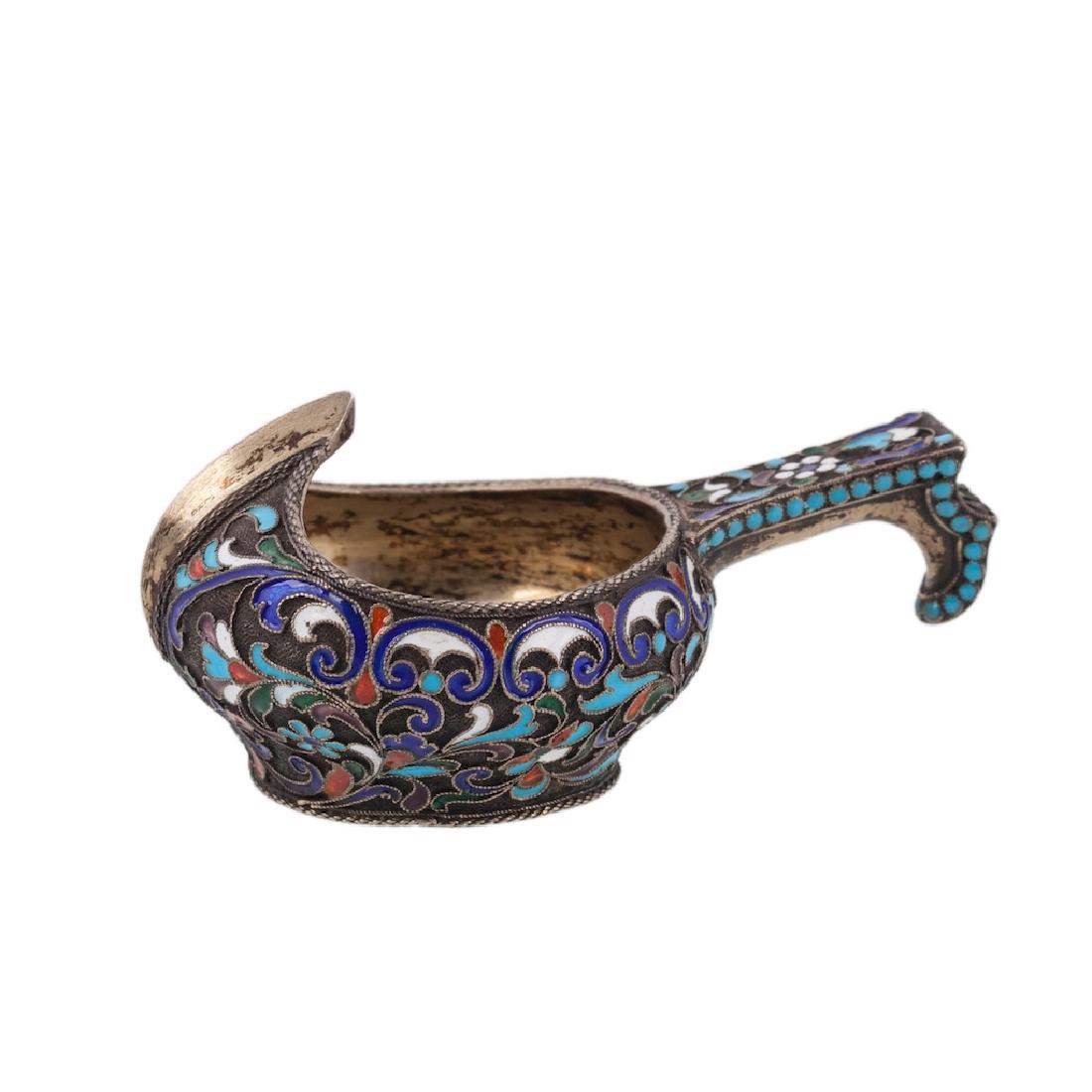 Russian silver-gilt and enamel kovsh — image 1