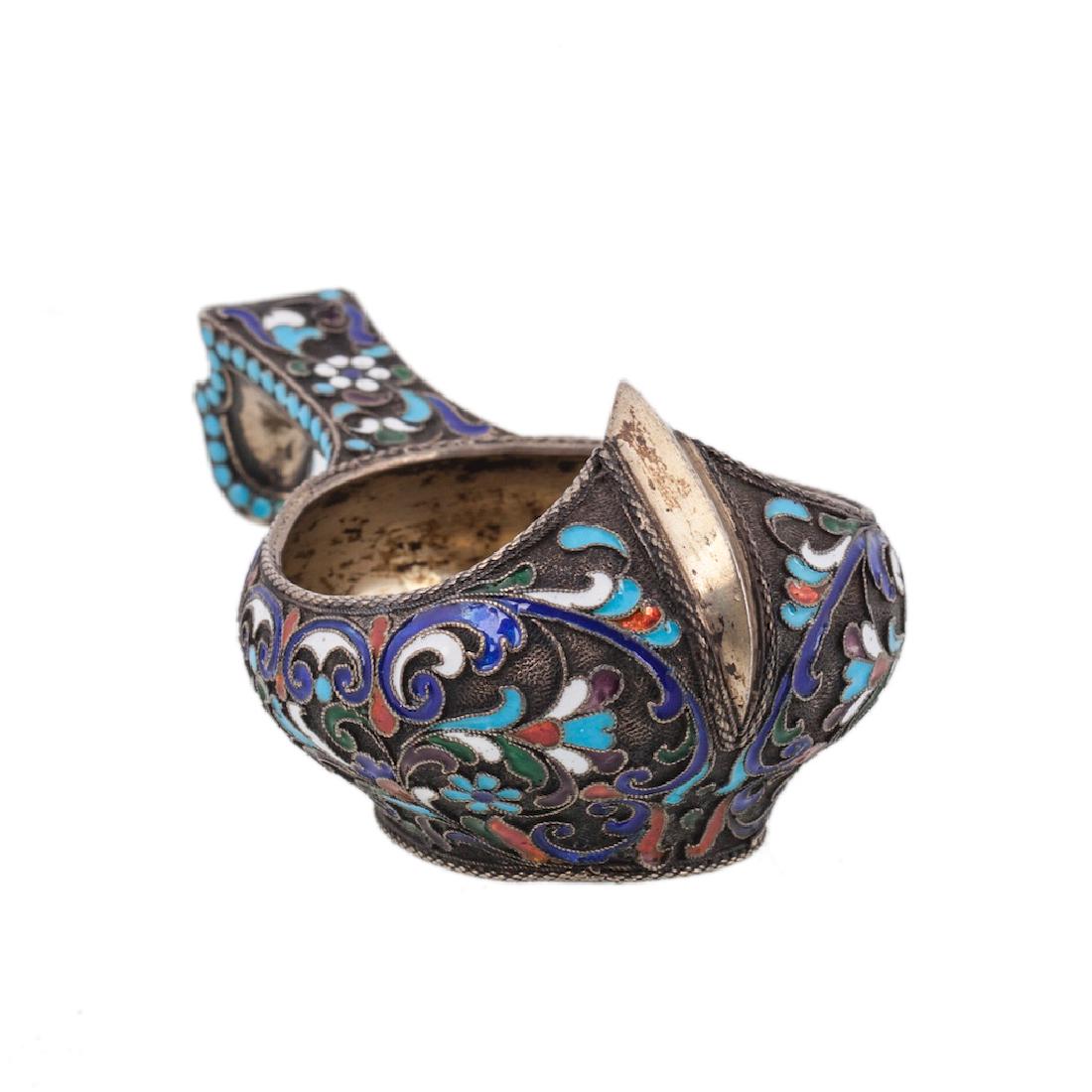Russian silver-gilt and enamel kovsh — image 2