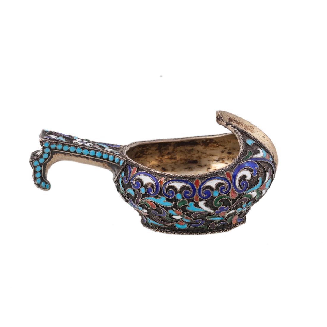 Russian silver-gilt and enamel kovsh — image 3