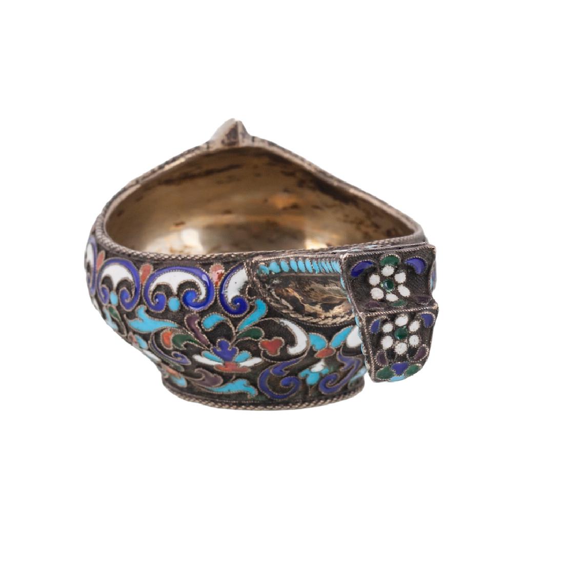 Russian silver-gilt and enamel kovsh — image 4
