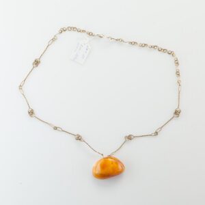 Natural Baltic Amber necklace on chain. — image 1