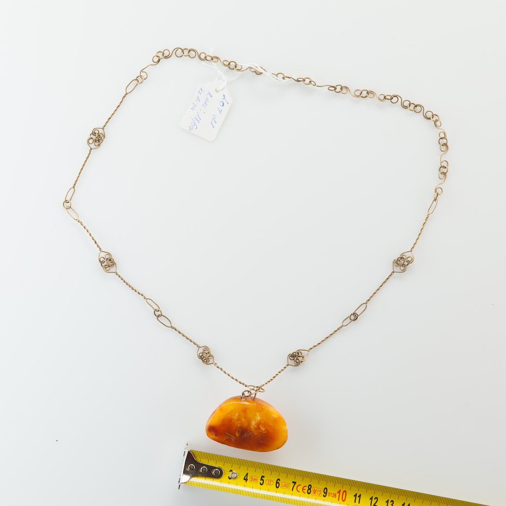 Natural Baltic Amber necklace on chain. — image 2