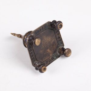 Russian Art Nouveau brass and enamel inkwell — image 5