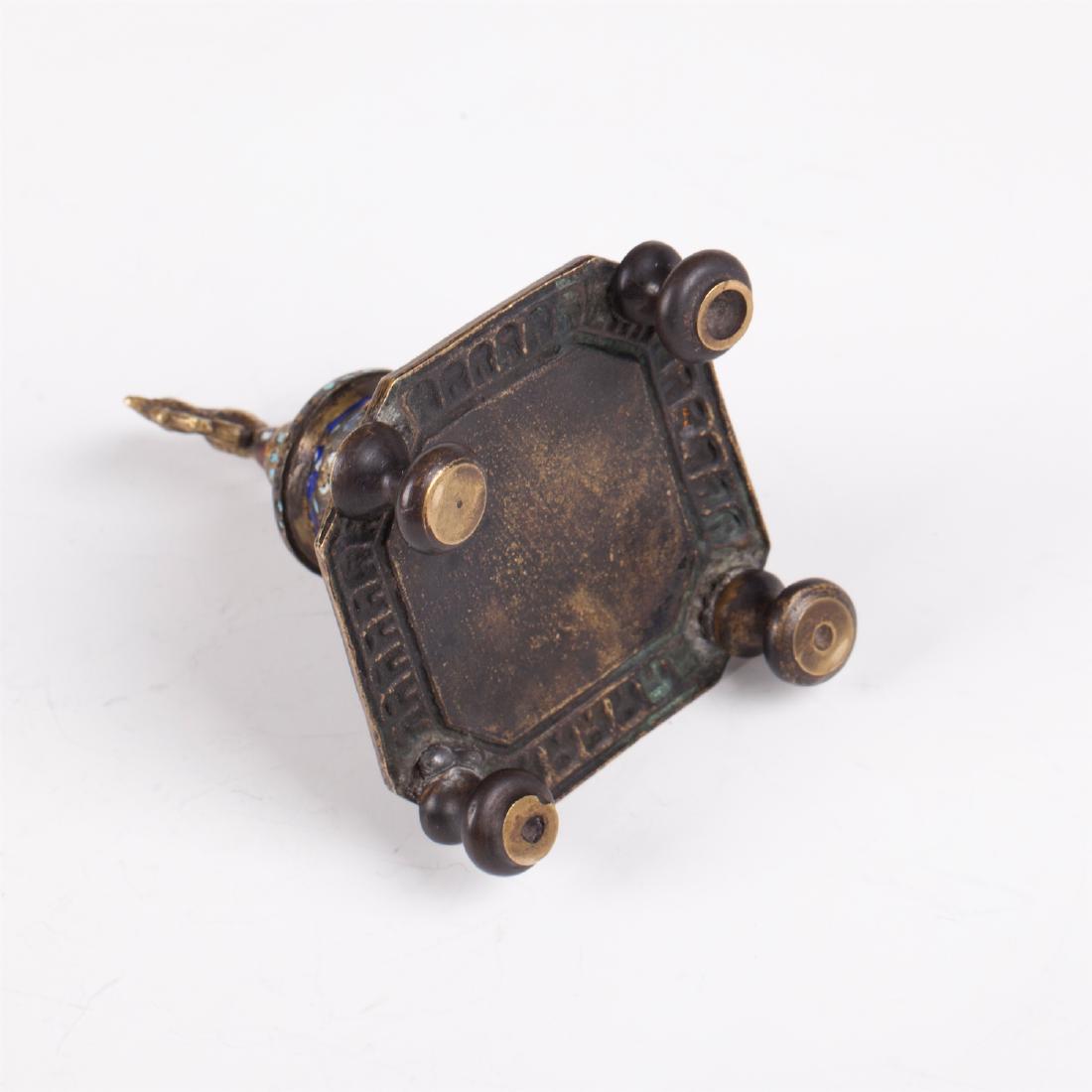 Russian Art Nouveau brass and enamel inkwell — image 5