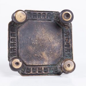 Russian Art Nouveau brass and enamel inkwell — image 6