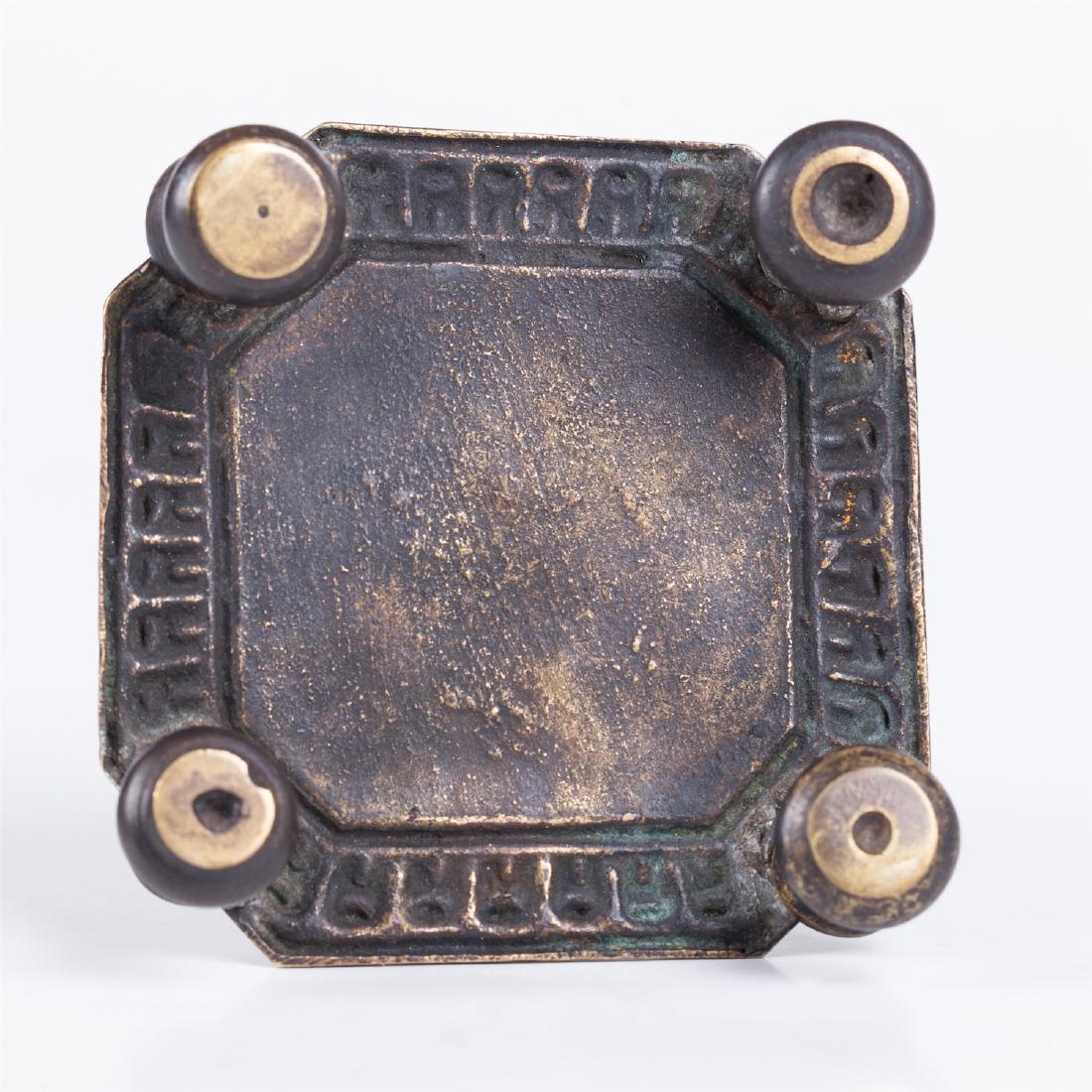 Russian Art Nouveau brass and enamel inkwell — image 6