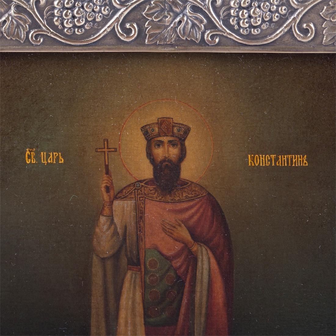 Russian Art Nouveau style icon of Saint Tzar Konstantin — image 2