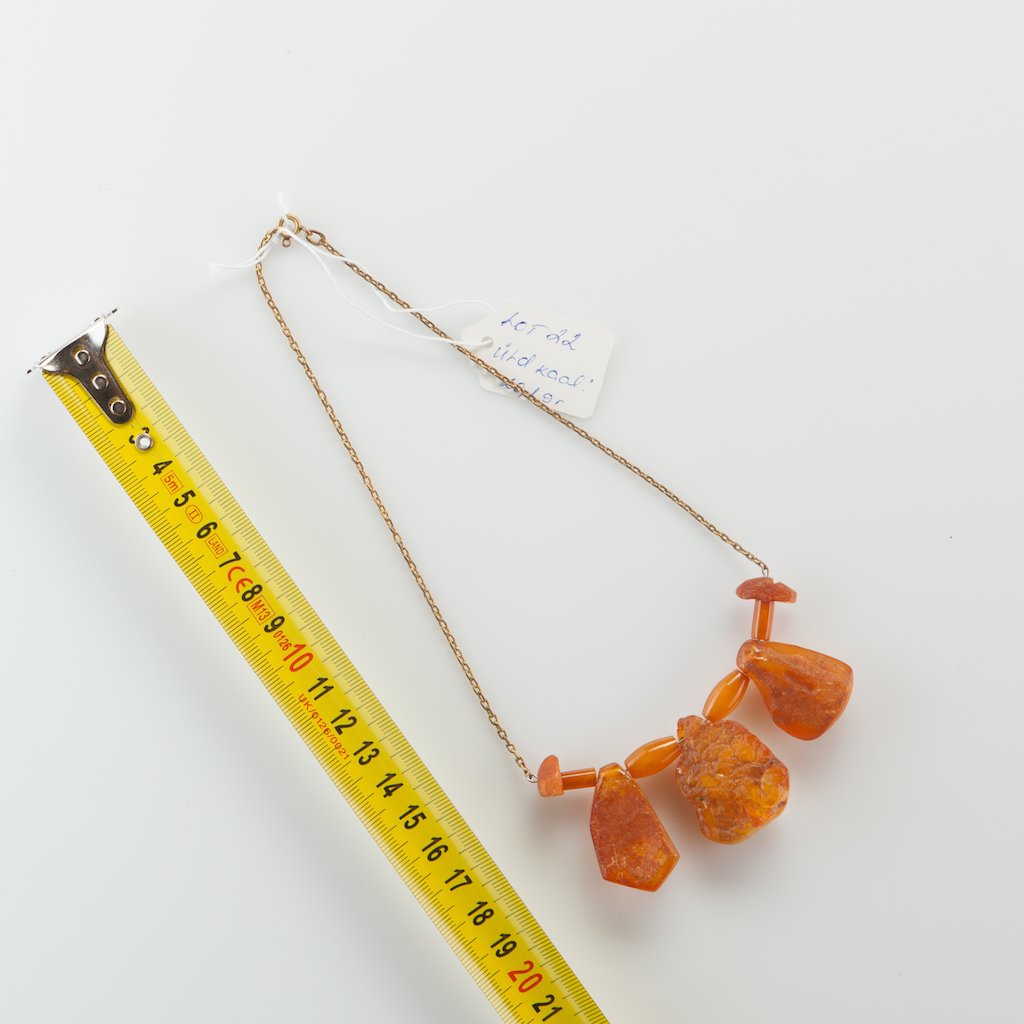 Natural Baltic Amber necklace on chain. — image 3
