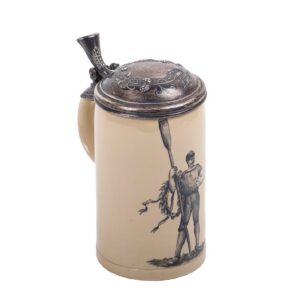 Russian faience and cast silver beer mug — image 1