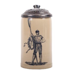 Russian faience and cast silver beer mug — image 2
