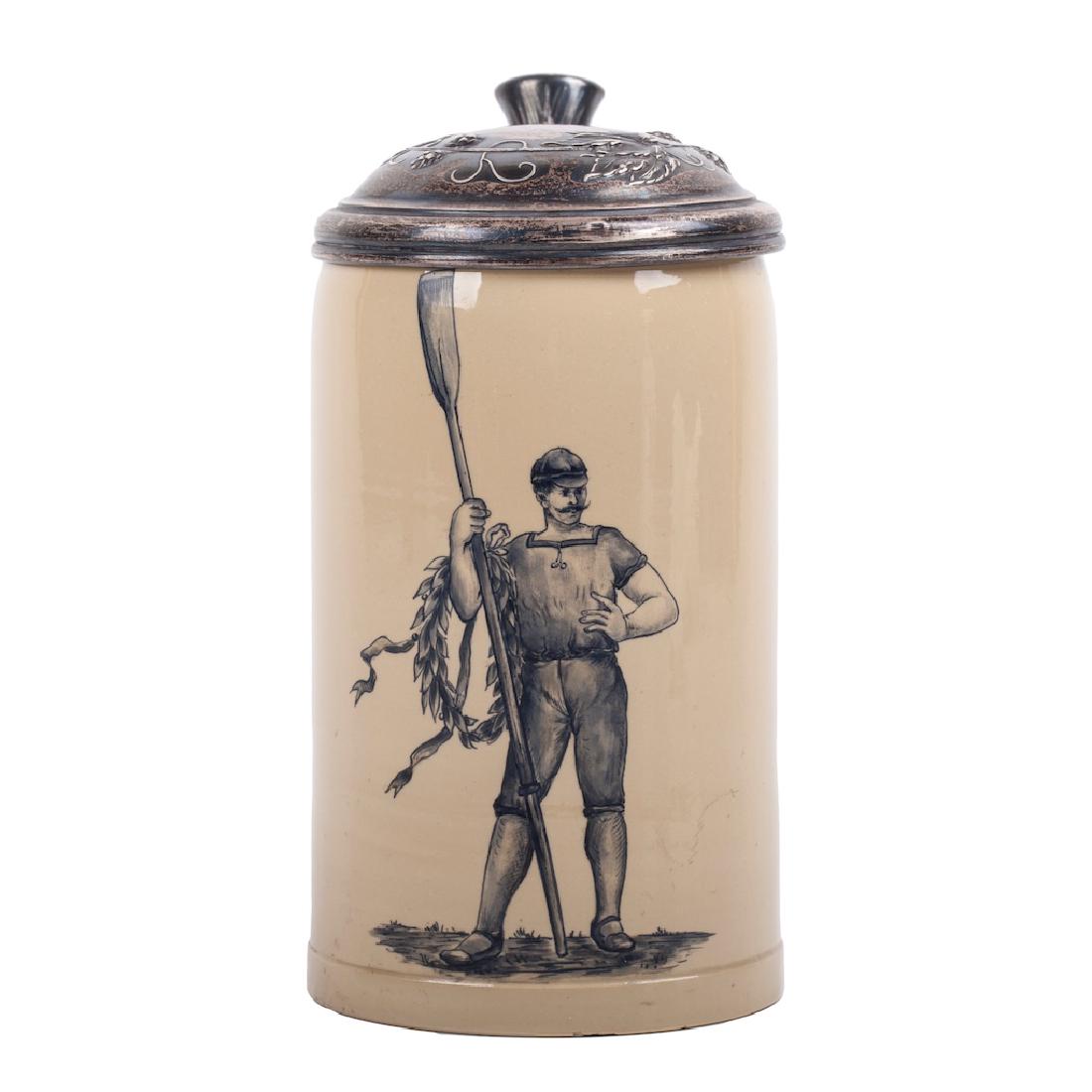 Russian faience and cast silver beer mug — image 2