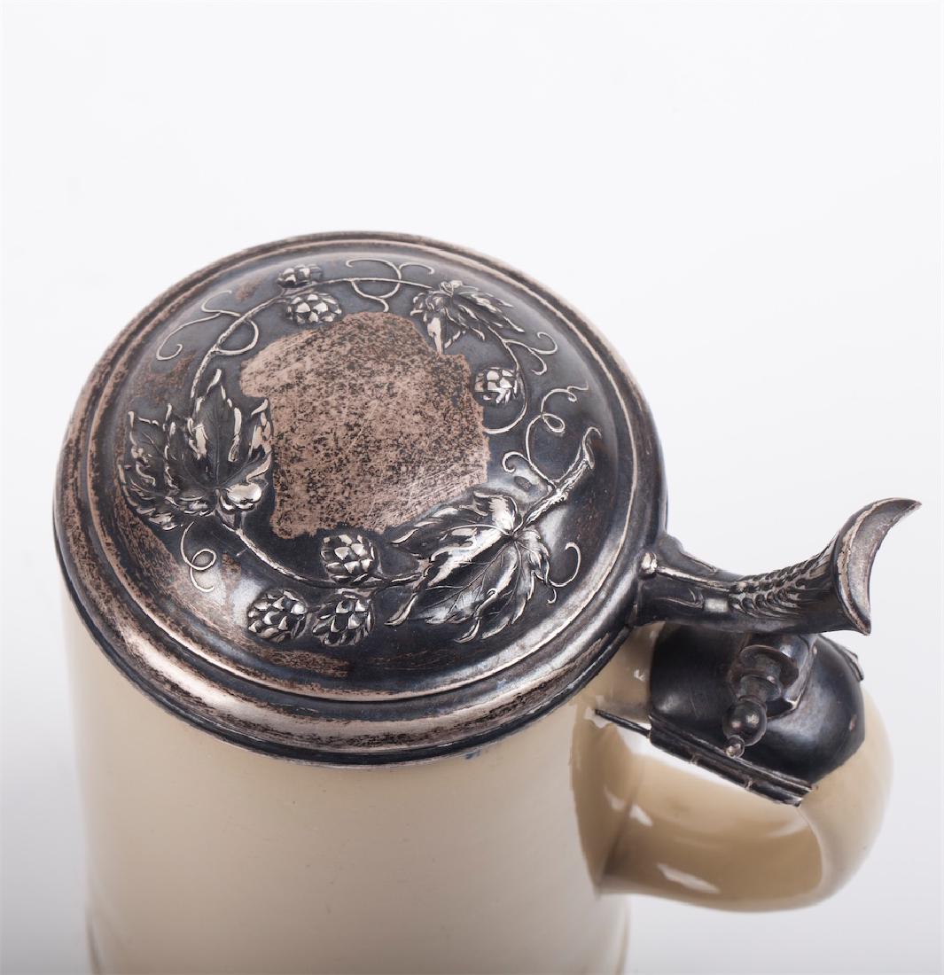 Russian faience and cast silver beer mug — image 5