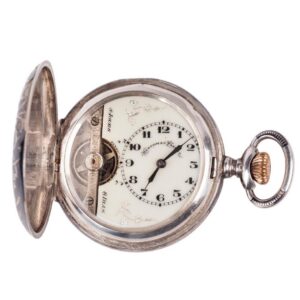 Silver hunter case pocket watch — image 1