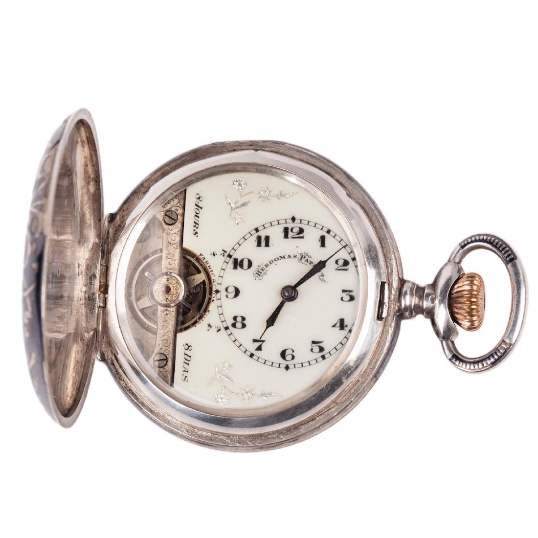 Silver hunter case pocket watch — image 1