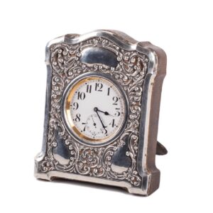 Huge silver? open face pocket watch in silver frame — image 1