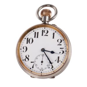 Huge silver? open face pocket watch in silver frame — image 5