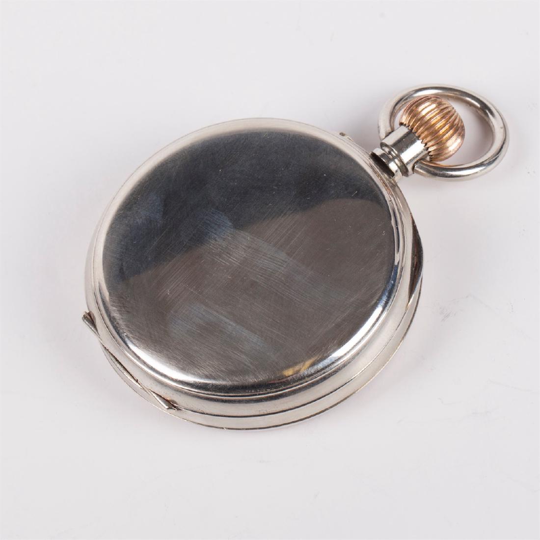 Huge silver? open face pocket watch in silver frame — image 6