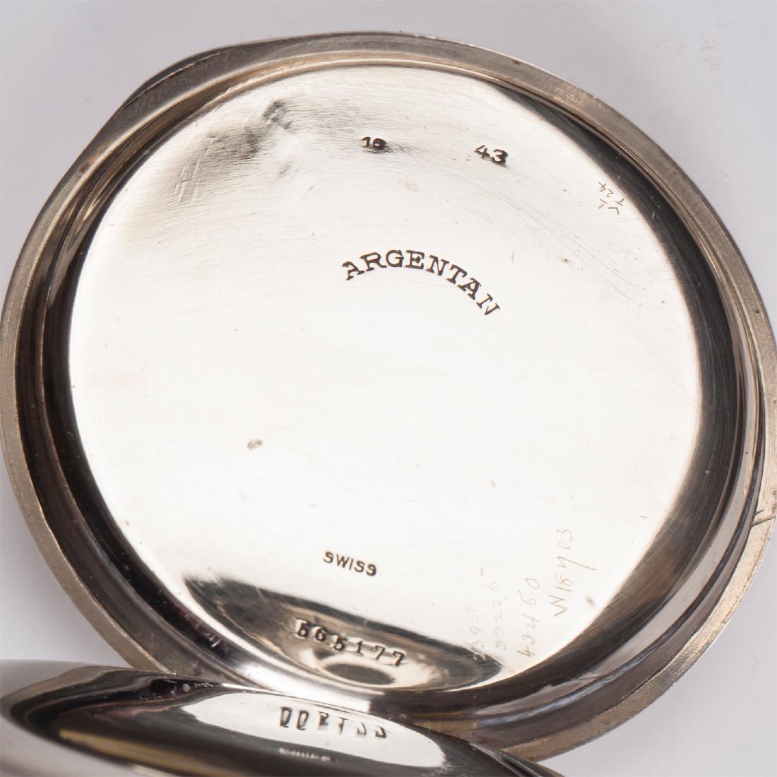 Huge silver? open face pocket watch in silver frame — image 8