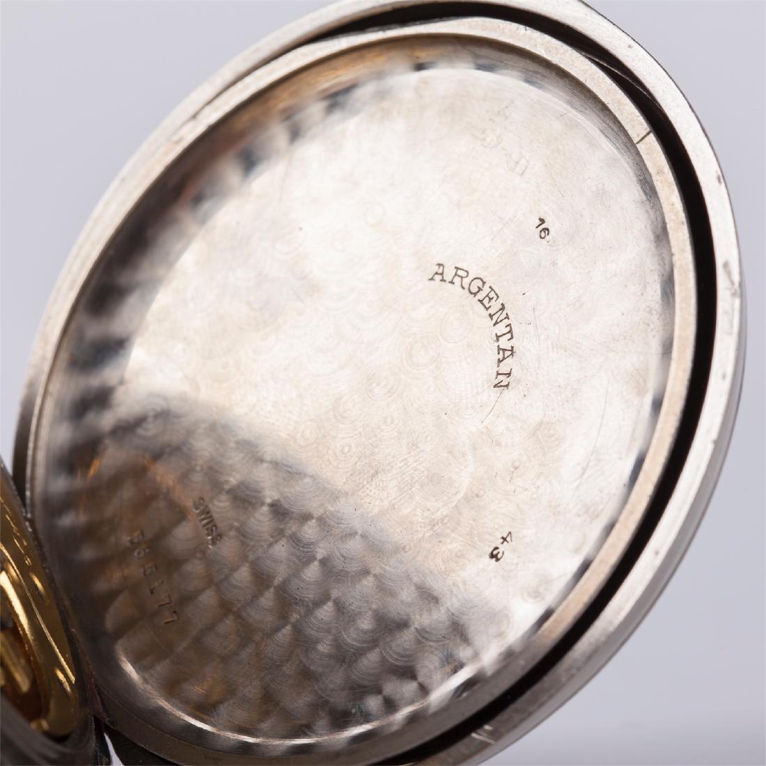 Huge silver? open face pocket watch in silver frame — image 9