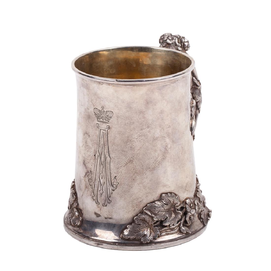 Russian cast silver-gilt jug with glass inlay — image 1