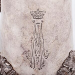 Russian cast silver-gilt jug with glass inlay — image 2
