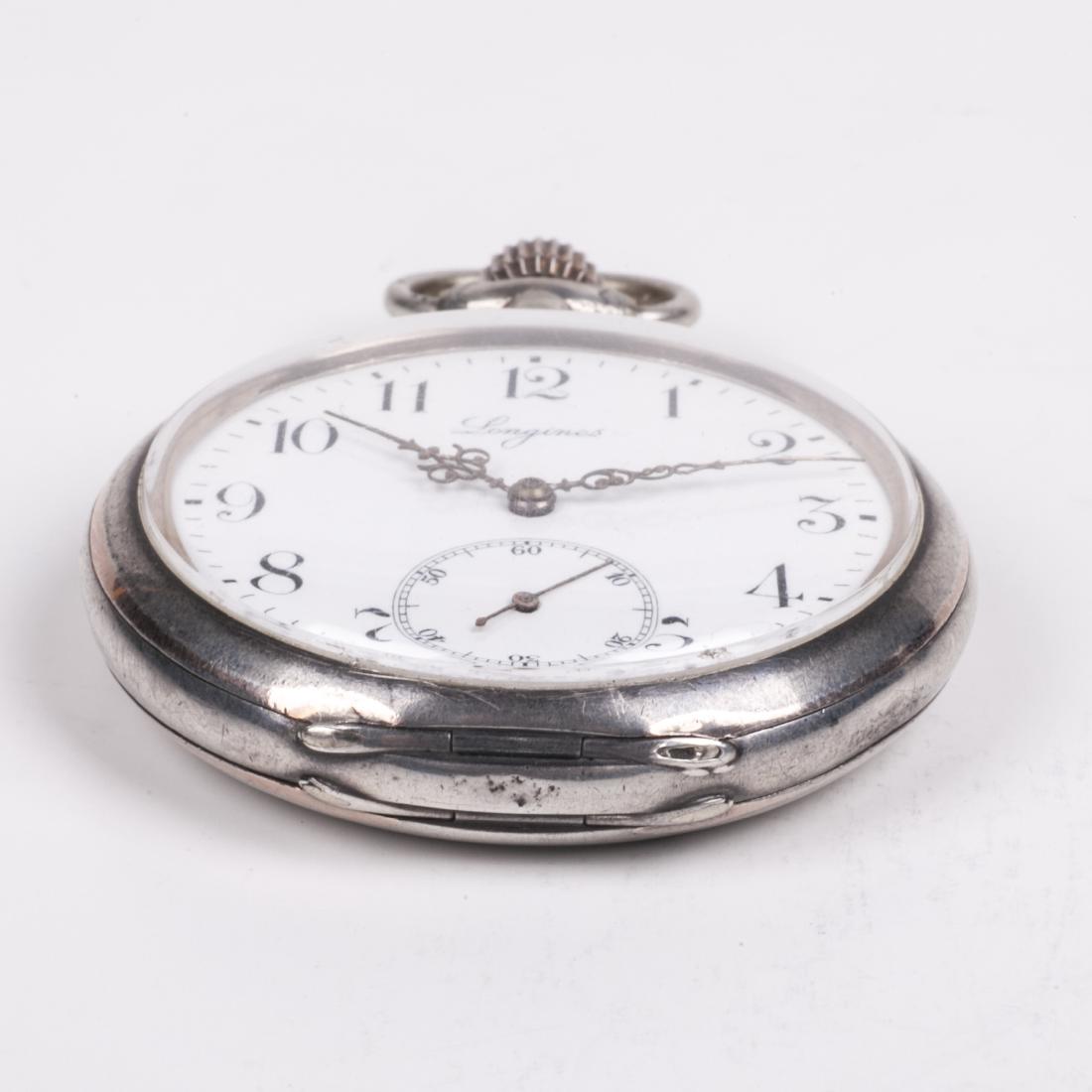 Longines silver open face pocket watch — image 4