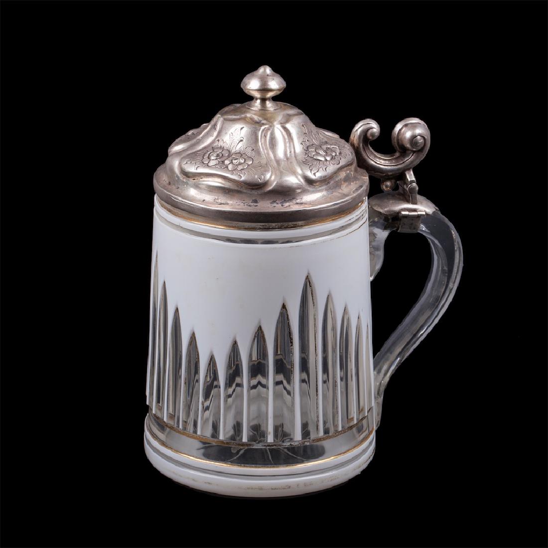 Russian tankard with milk glass body — image 1