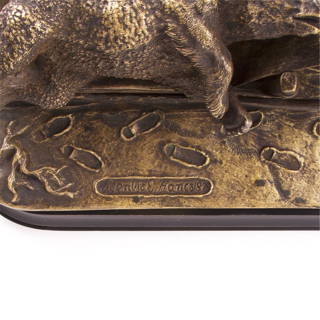 "Returning from the winter bear hunting" Russian bronze — image 5