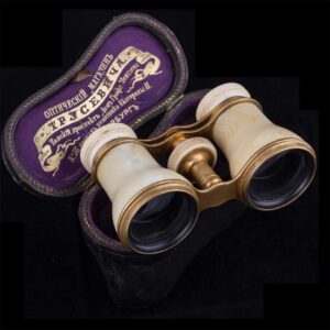 Russian brass and white material theatre binoculars — image 1