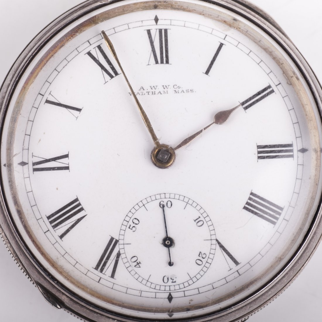 Silver pocket watch "A.W.W co" — image 2