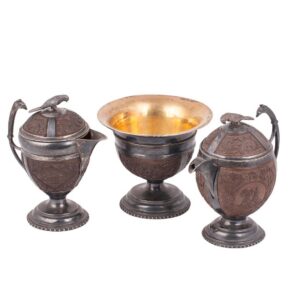 Exceptional Russian Empire style coconut tea service — image 1