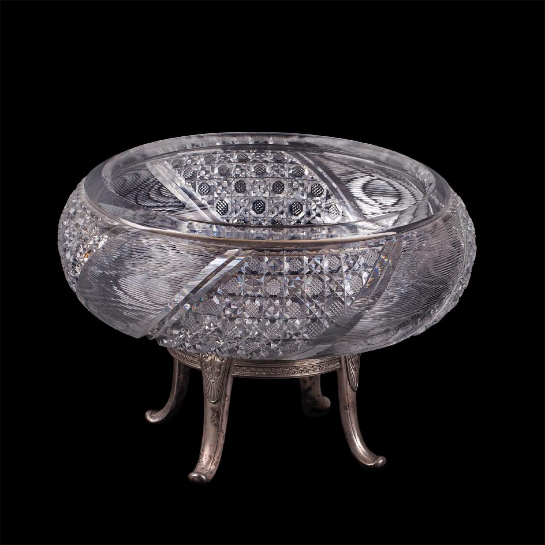 Russian Faberge silver and cut-glass vase — image 1