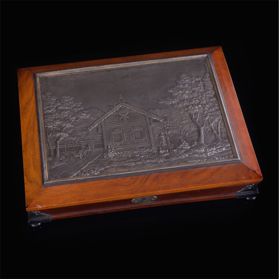 Massive table paper box with silver plaque. I.Sazikov — image 1