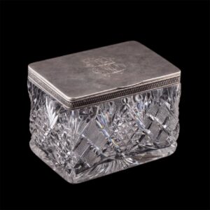 Russian cut-glass and silver tea caddy — image 1