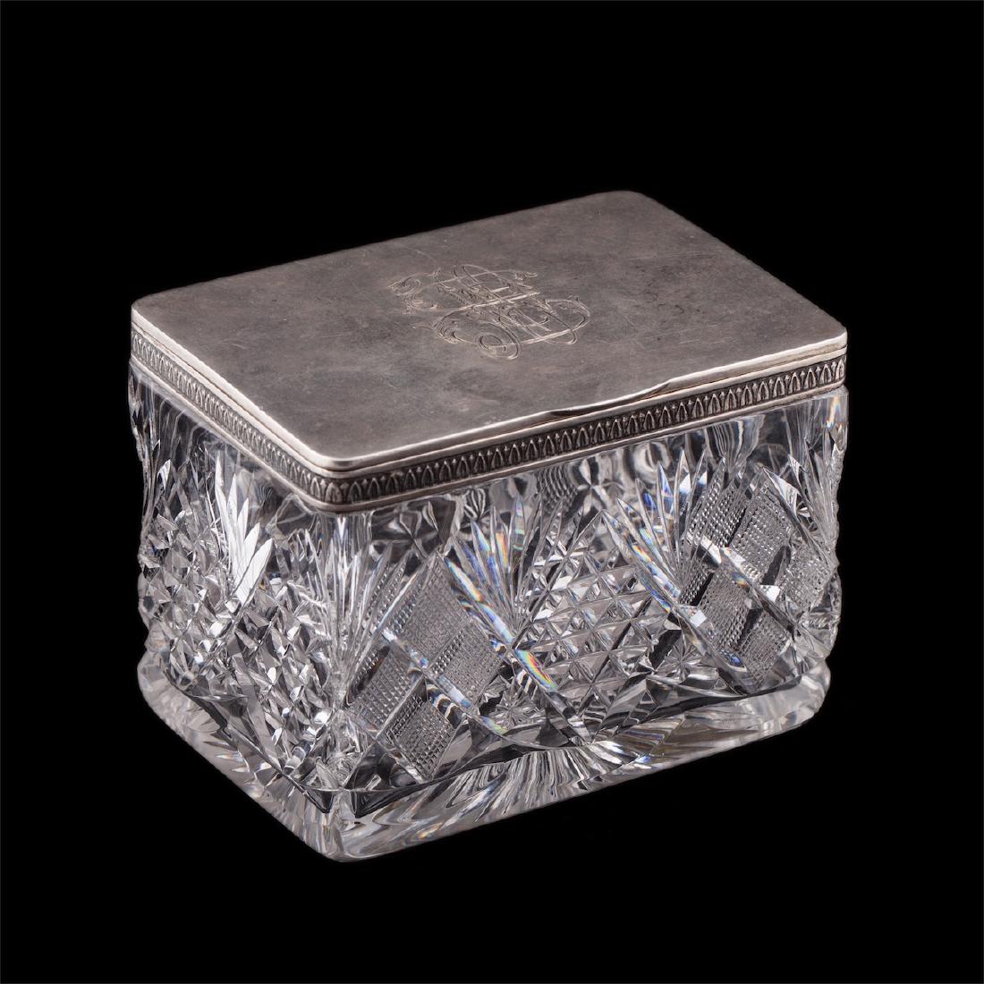 Russian cut-glass and silver tea caddy — image 1