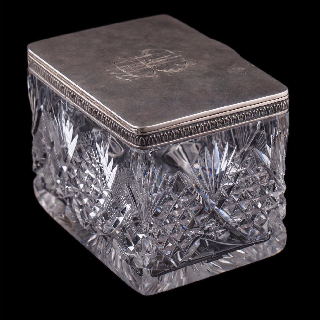 Russian cut-glass and silver tea caddy — image 3